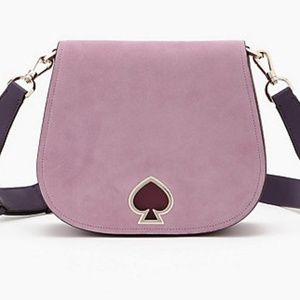 Kate Spade Suzy Suede Large Saddle Bag in Orchid